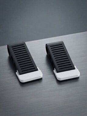 Heavy Duty Rubber Door Stopper Wedge - Modern Black & White Design (Set of 2)